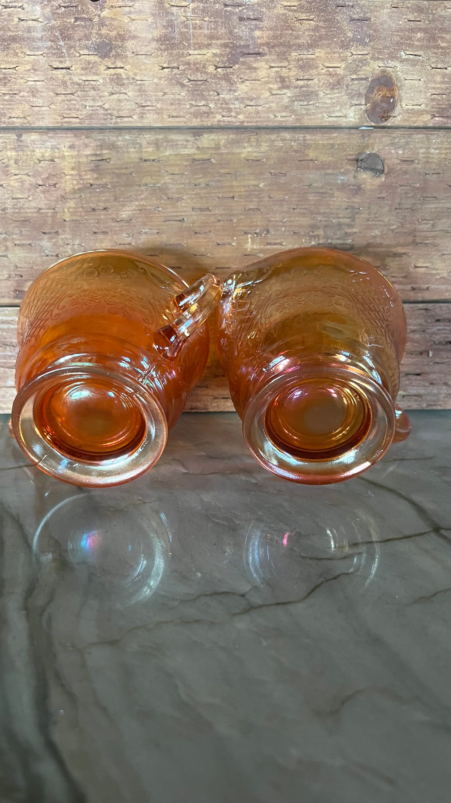 Antique Federal Carnival Glass Cream & Sugar Set