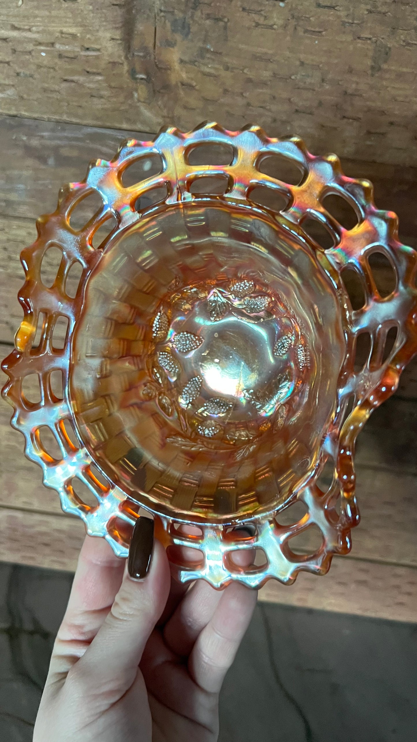 Fenton Marigold Carnival Glass Baskets