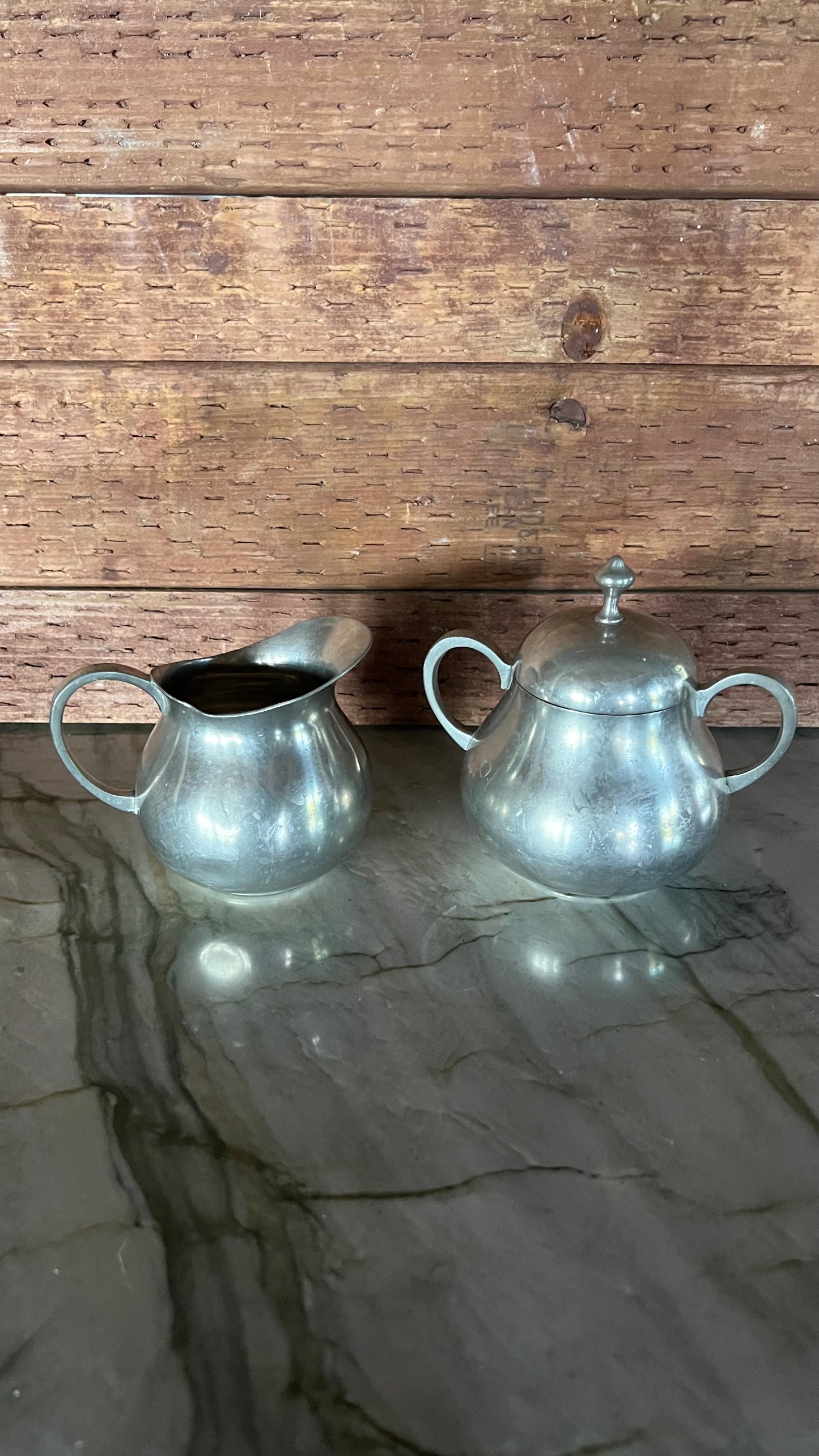 Antique Royal Holland Pewter Cream & Sugar Set