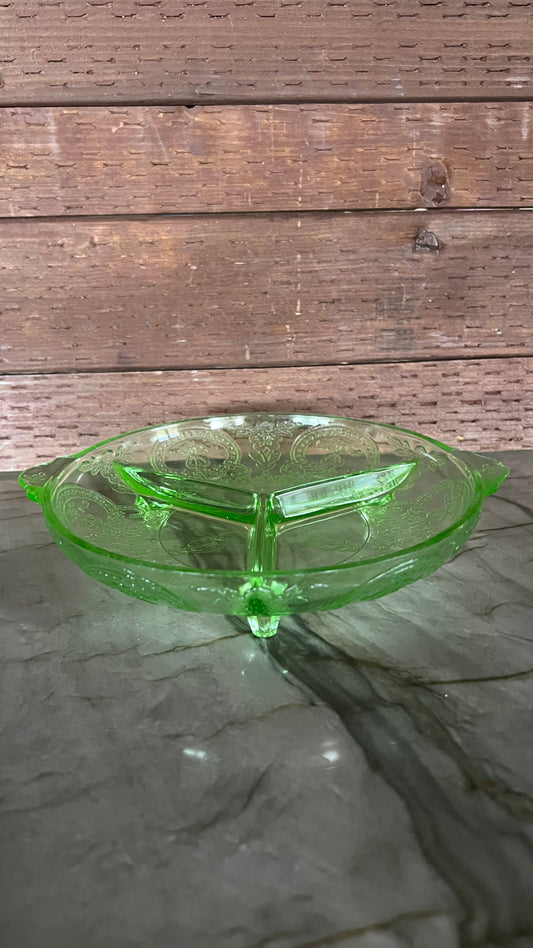 Indiana Glass Uranium Divided Dish