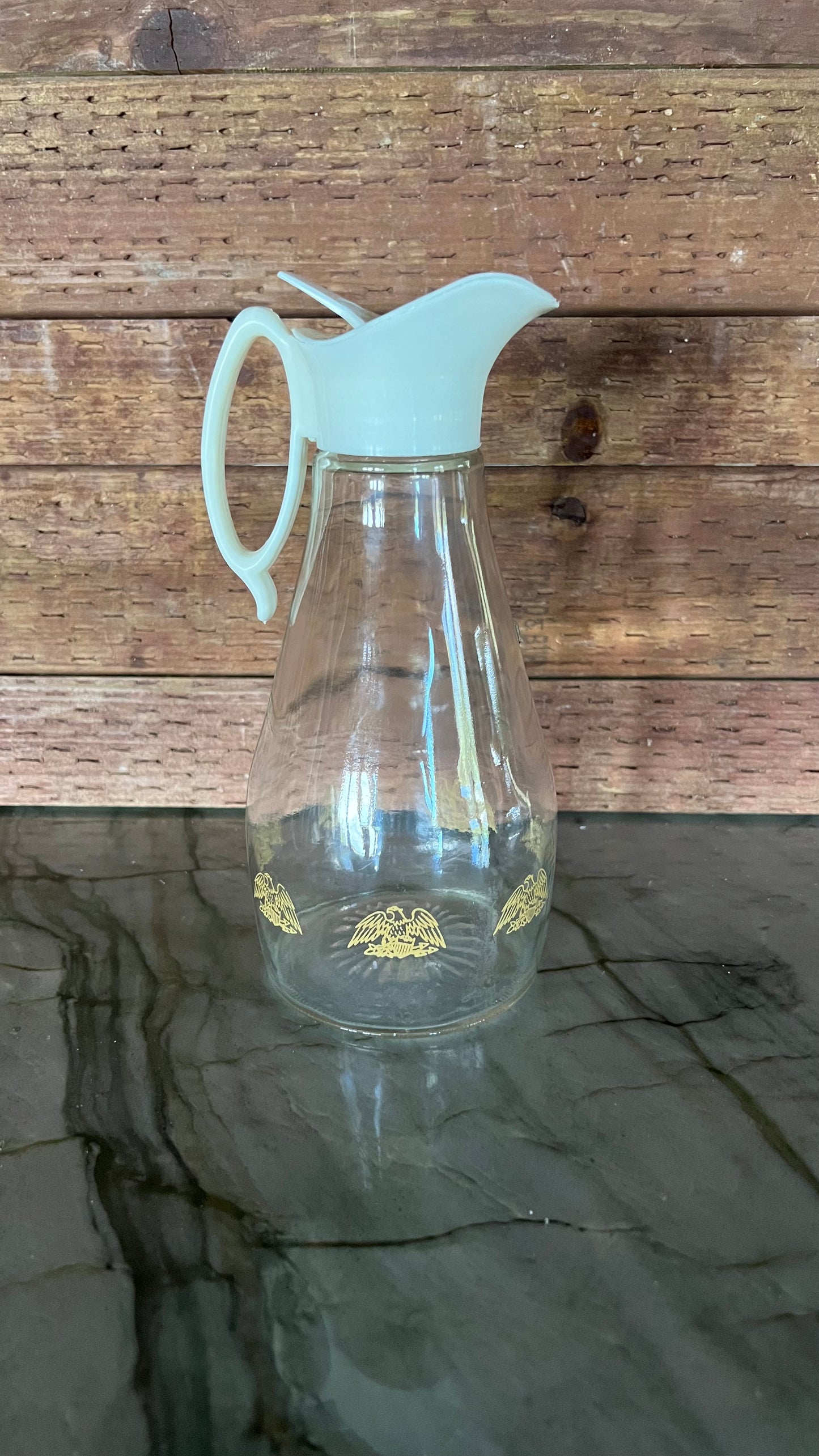 Log Cabin Glass Syrup Dispenser