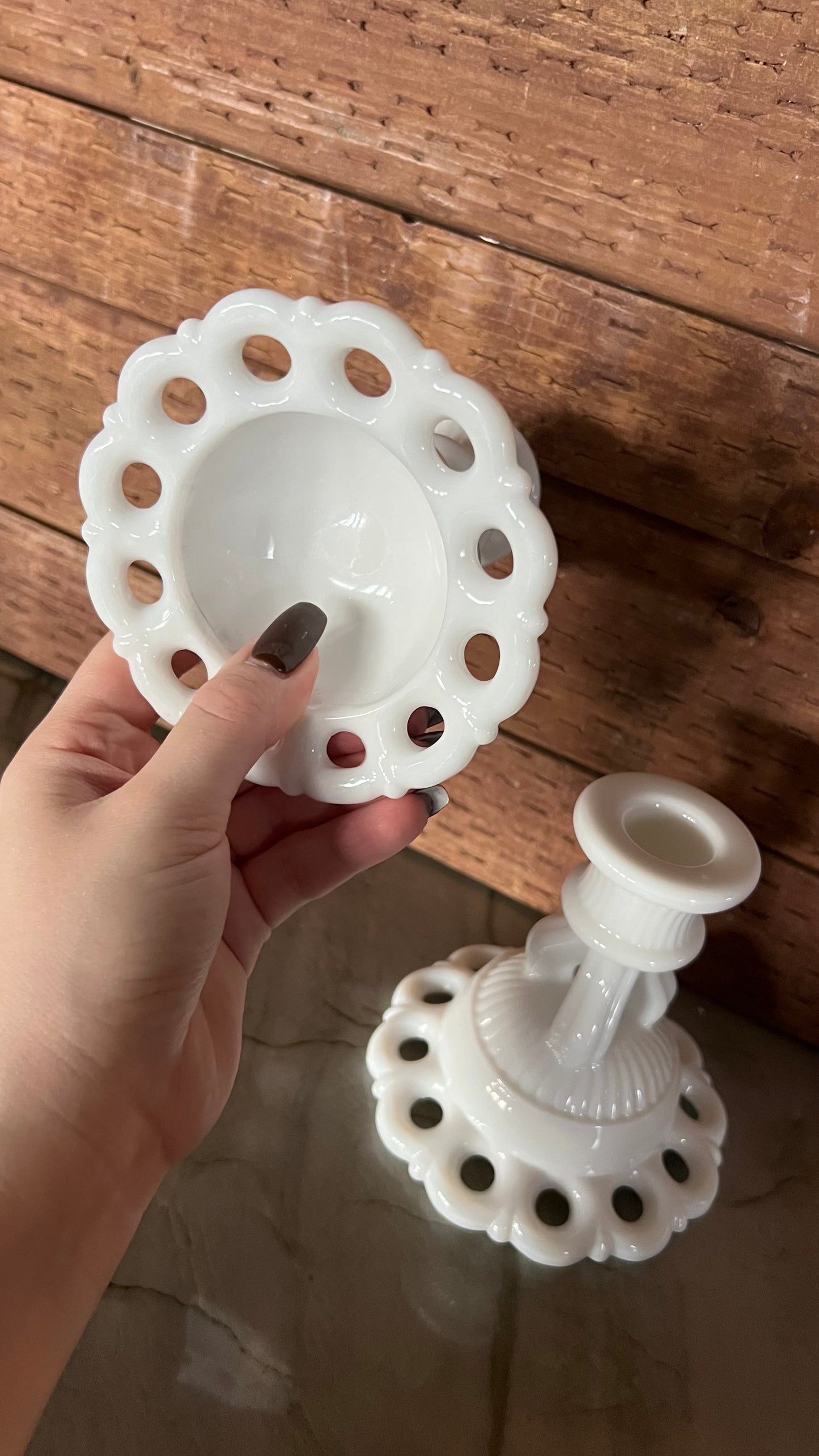 Milk Glass Candle Stick Holders