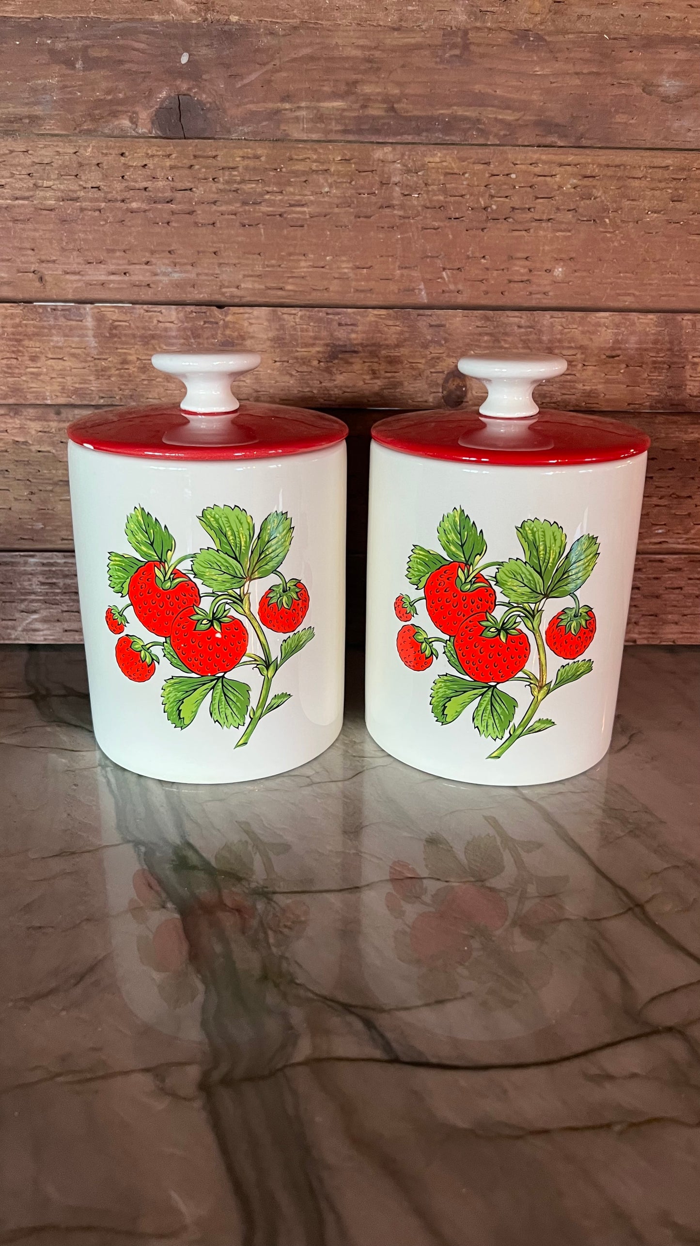 Vintage Strawberry Canisters