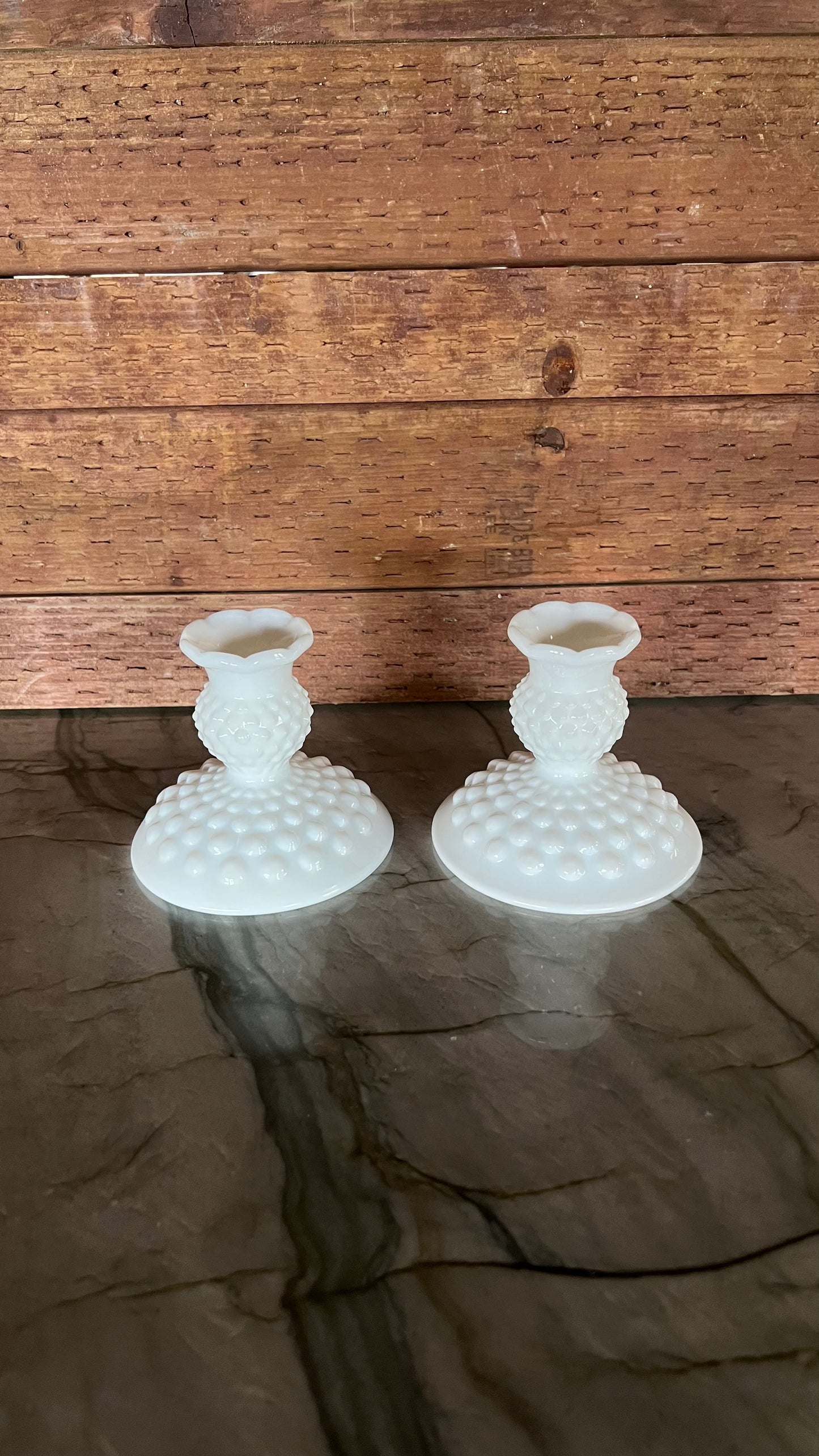 Vintage Fenton Milk Glass Candle Stick Holders