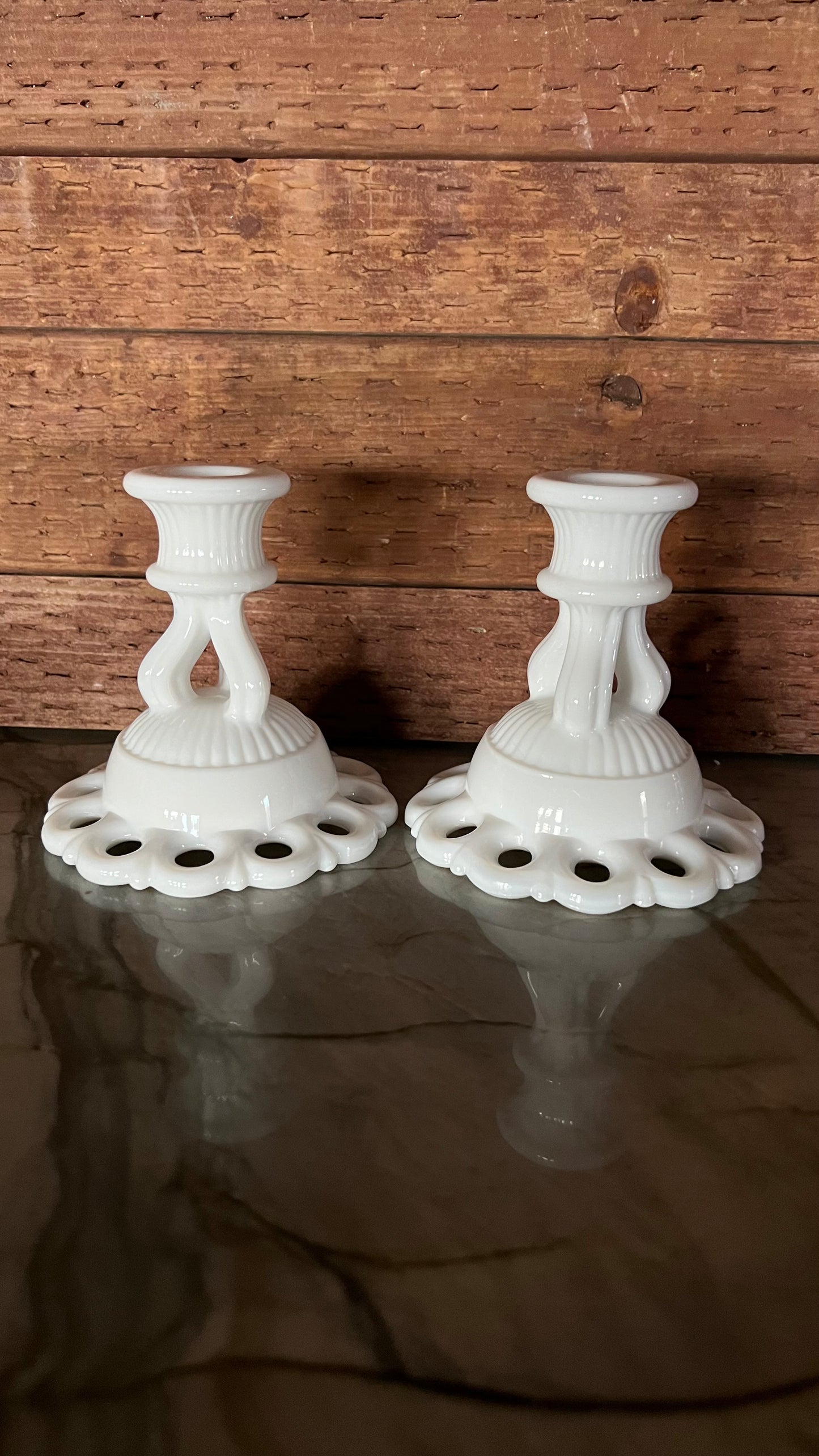 Milk Glass Candle Stick Holders