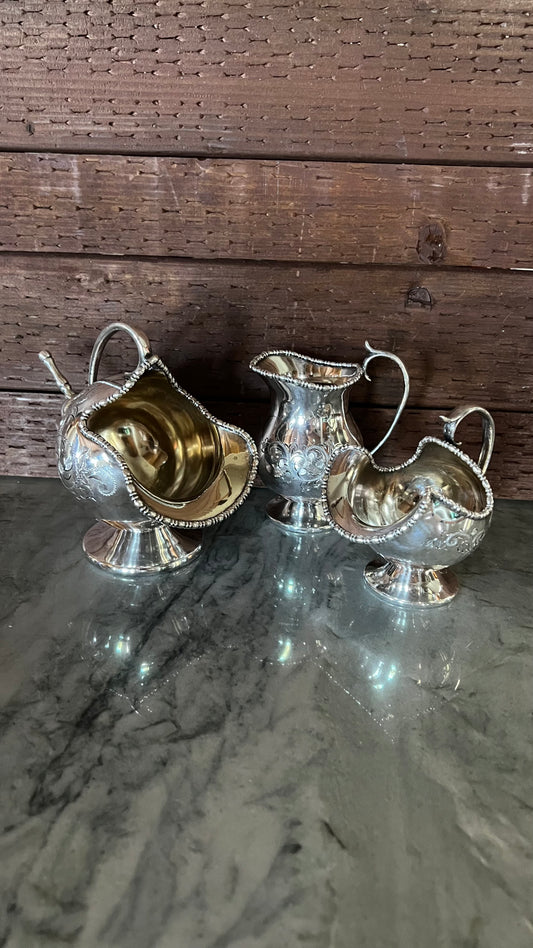 Vintage Silver Cream & Sugar Set