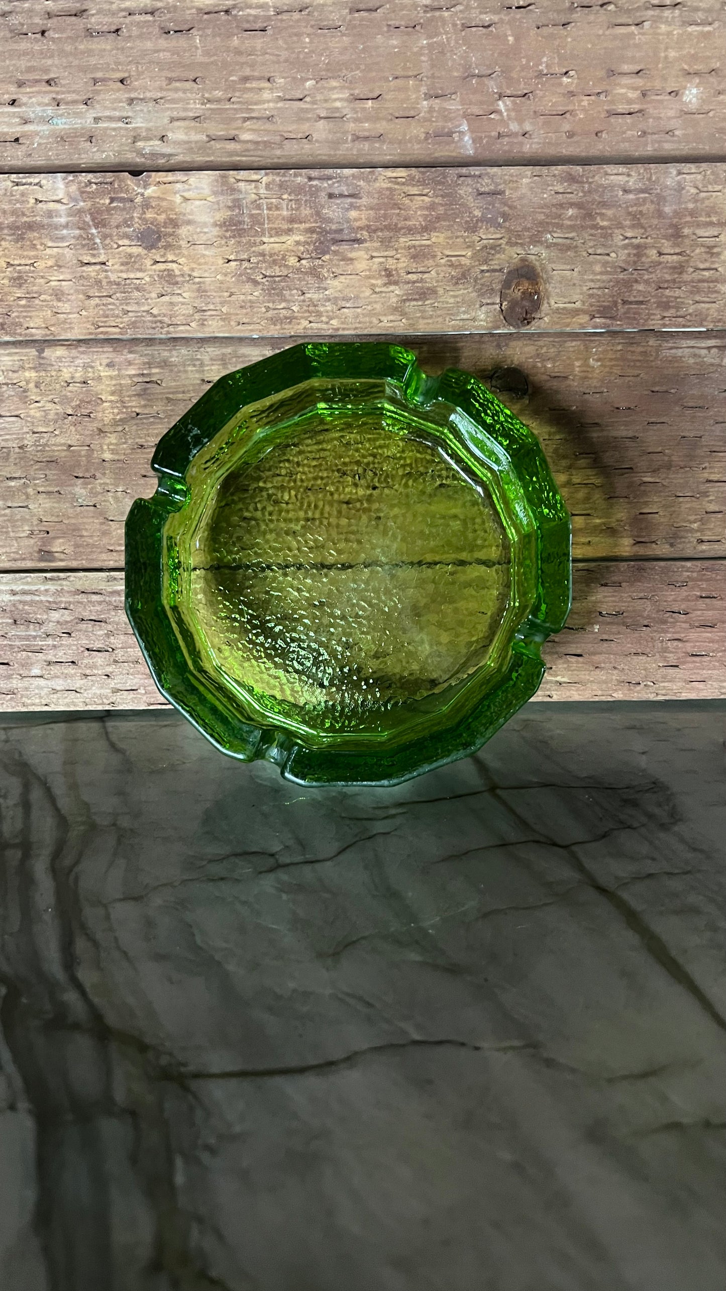 Blenko Green Glass Ash Tray