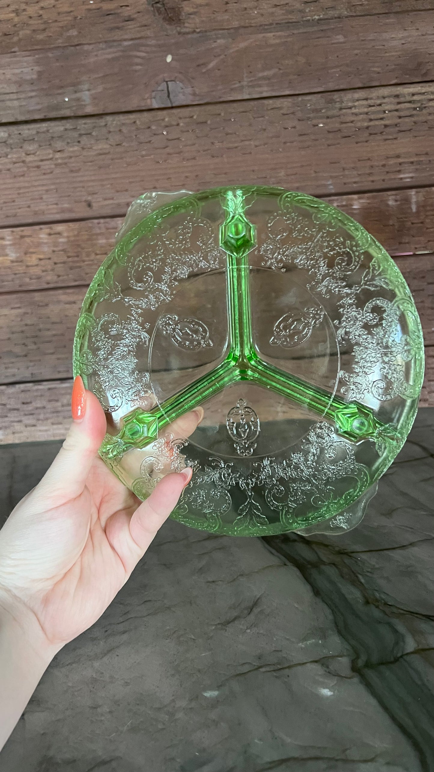 Indiana Glass Uranium Divided Dish