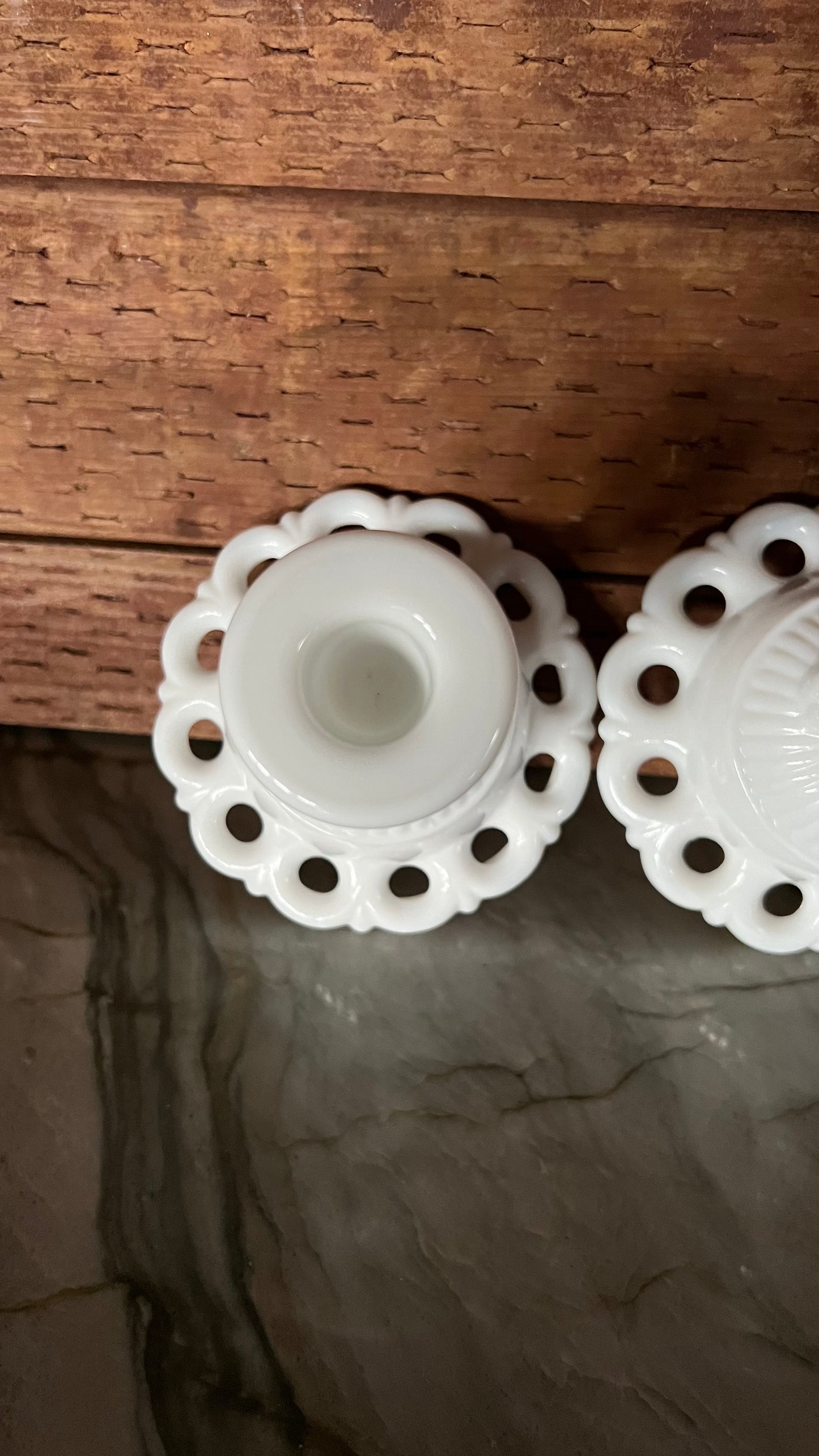 Milk Glass Candle Stick Holders