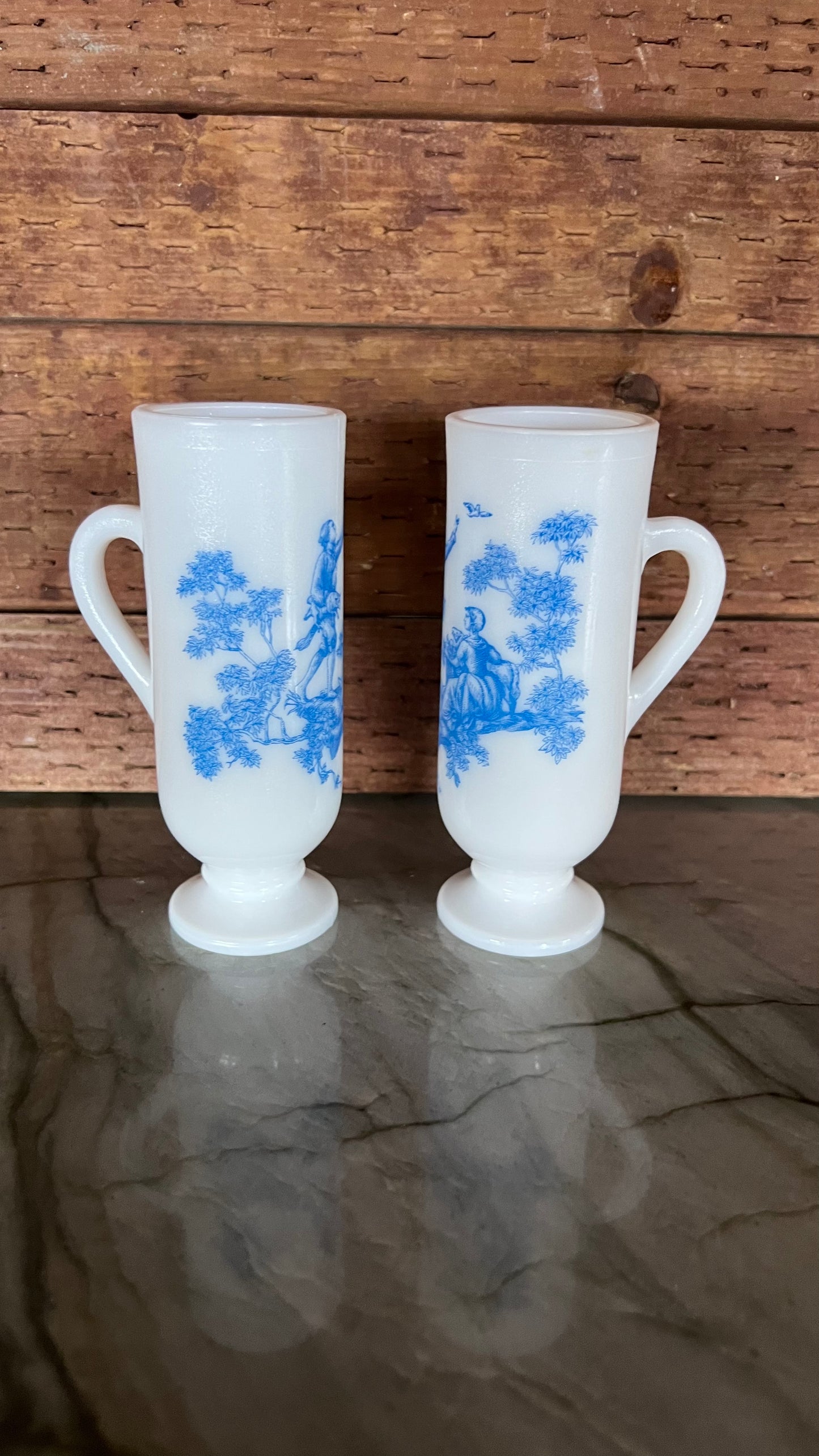 Avon Milk Glass Pedestal Demitasse Glasses