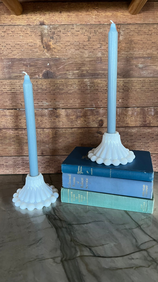 Milk Glass Candle Stick Holders