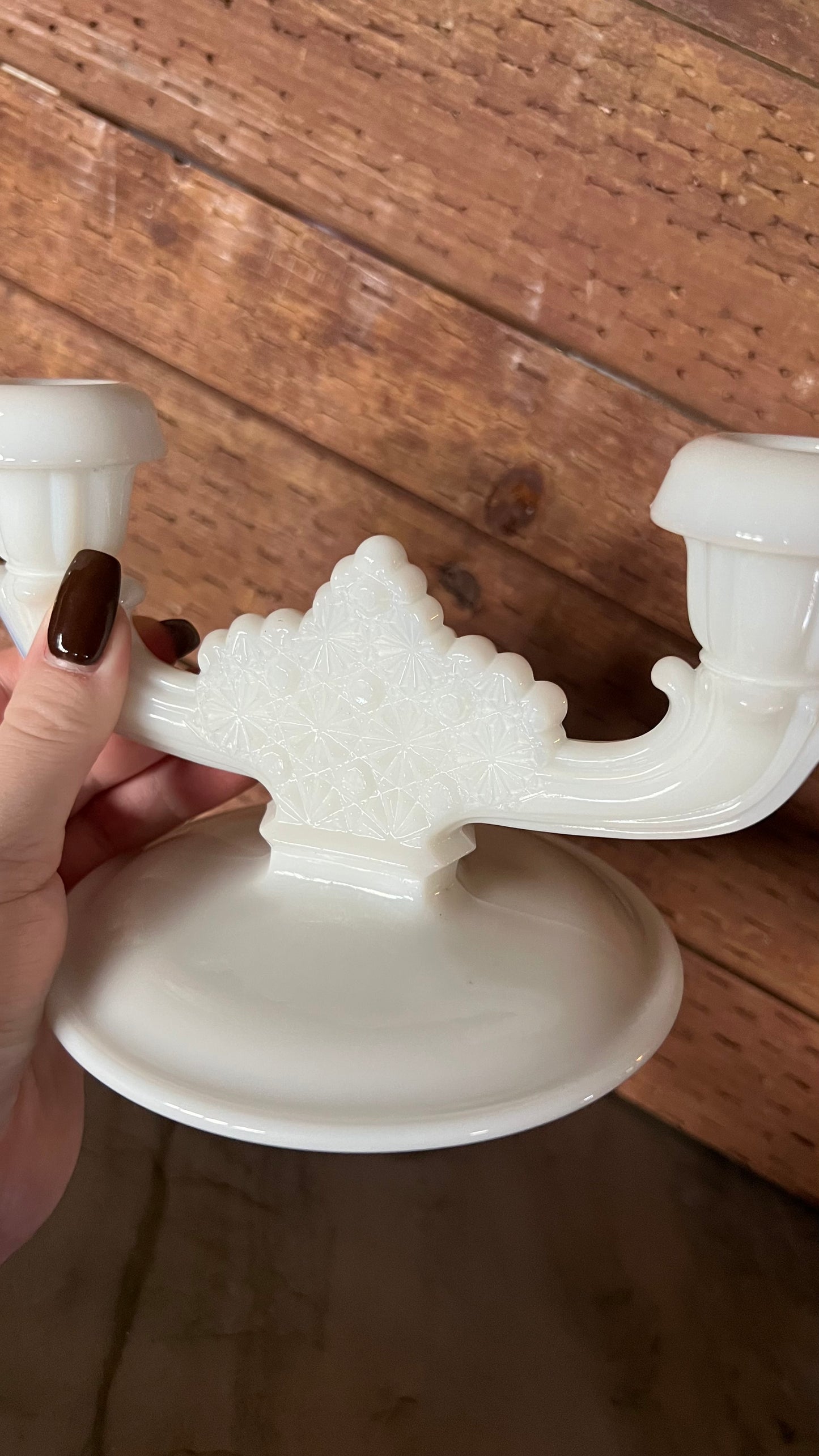 Fenton Milk Glass Double Candle Holder