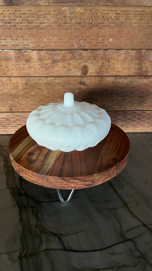 Covered Milk Glass Candy Dish